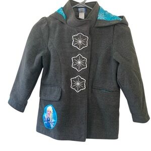 Disney Frozen Girls Winter Coat Grey w  Blue Size 6